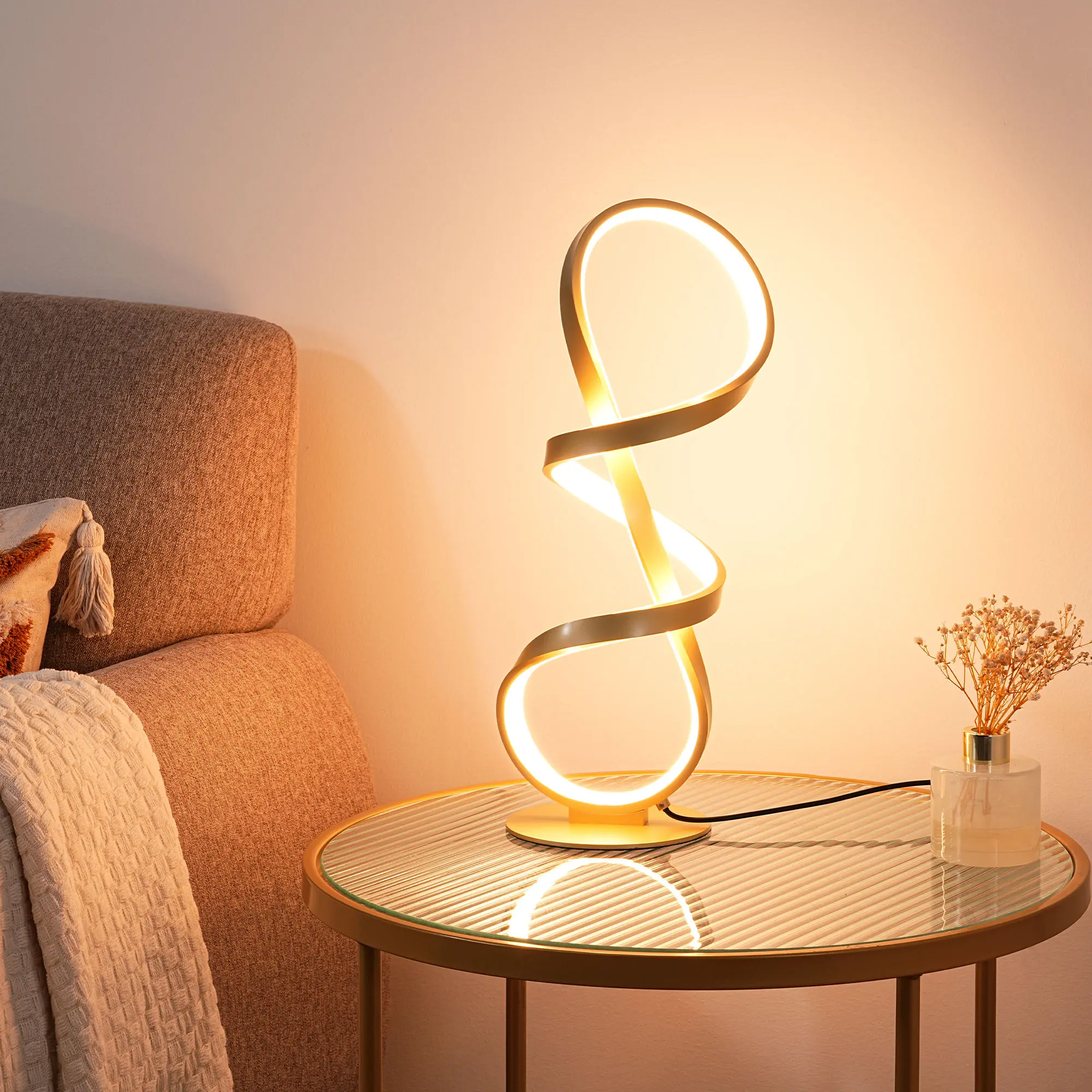 EDISHINE Nordic 3D Optical Illusion Table Lamp, Minimalist Home Decoration Lamp with Touch Control, Stepless Dimmable Mood Light, Eye Friendly Lighting, Lamps