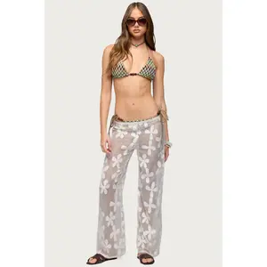 Candace Floral Texured Sheer Pants