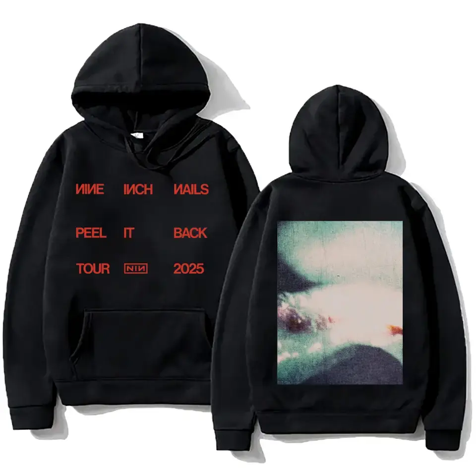 Rock Band Nine Inch Nails Sweatshirts Peel It Back Tour 2025 Hoodie Hip Hop Unisex Streetwear T Shirt Men Women Clothes Pullover