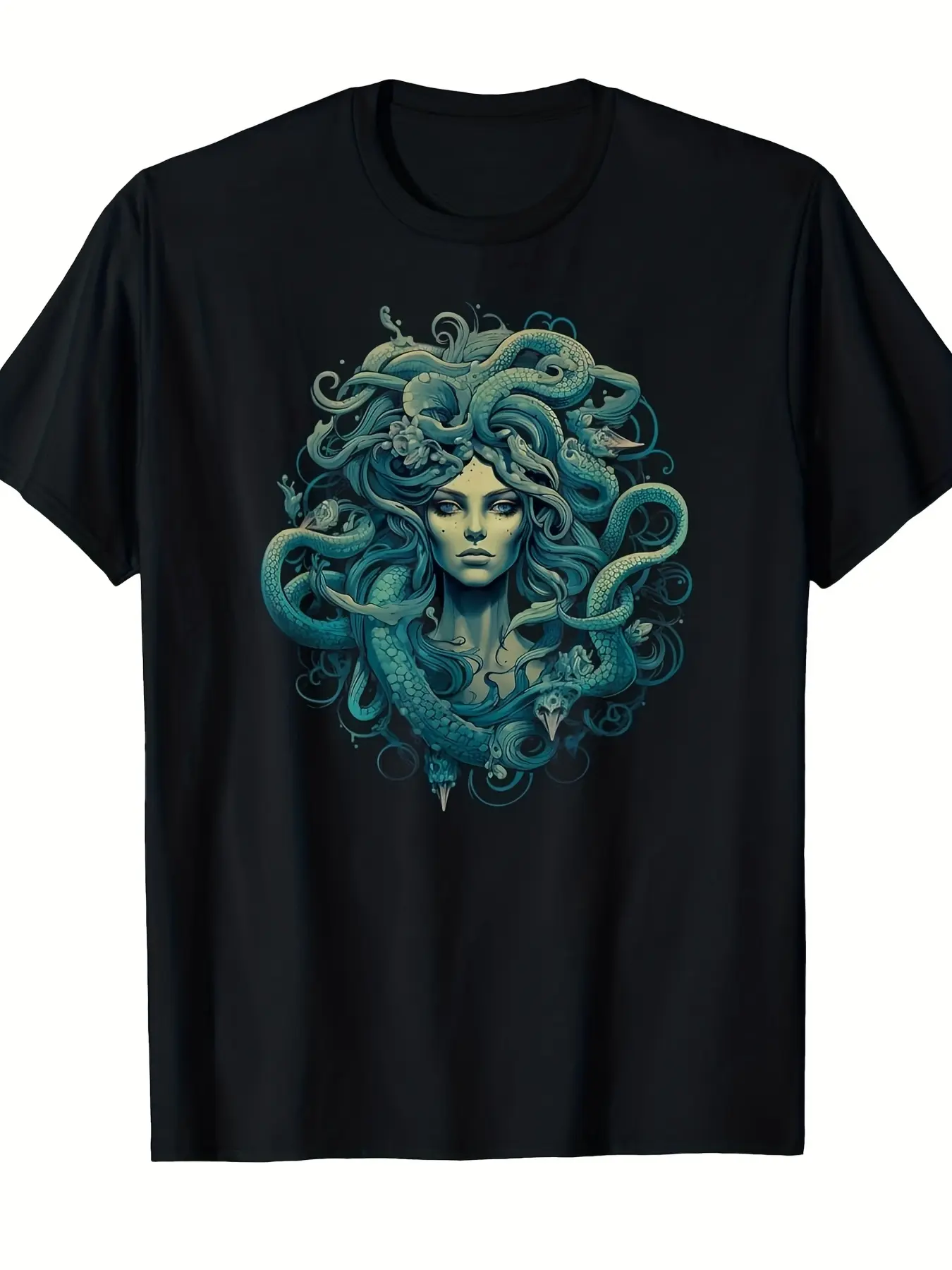 Men's Greek Mythology Medusa T-Shirt - Retro Medusa with Serpent Hair & Gaze, Soft Breathable Fabric Suitable for Greek God Events,Casual Wear ldeal Gift for Mythology Buffs & Comic-Con Outfits