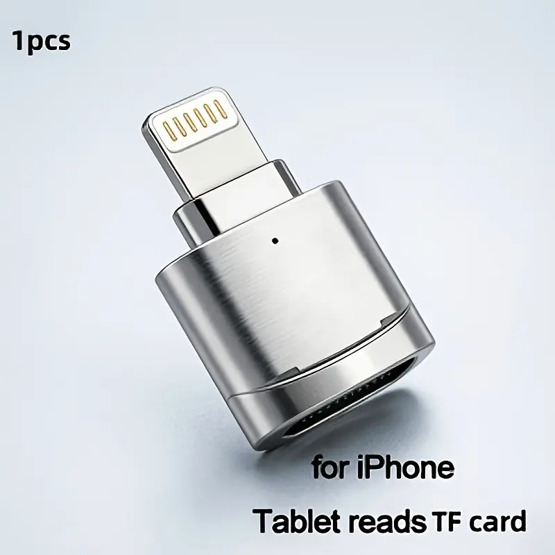 Lightning to TF/SD Card Adapter, Card Reader, Silver/, for iPhone 14/13/12/11, Fast File Transfer, Compact Design, Easy Storage, No Extra Weight