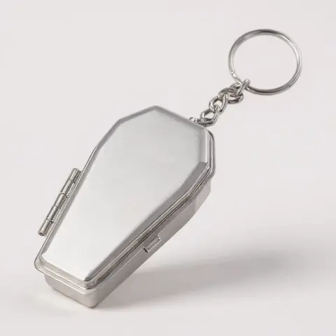 Coffin Ashtray Keychain Pocket Tin Box Little Cigarette Holder Portable Mini Ash Tray with Lid Gothic Style Spooky Halloween Gift