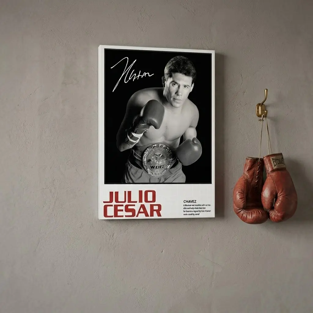 Julio Cesar Chavez Boxing Legend Vintage Black and White Canvas Poster, Mexican Champion Sports Wall Art for Man Cave, Home Gym Decoration, Ideal Gift for Boxing Enthusiasts