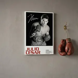 Julio Cesar Chavez Boxing Legend Canvas Poster Vintage Black and White Sports Wall Art Mexican Champion Boxing Print for Man Cave Home Gym Bedroom Decor