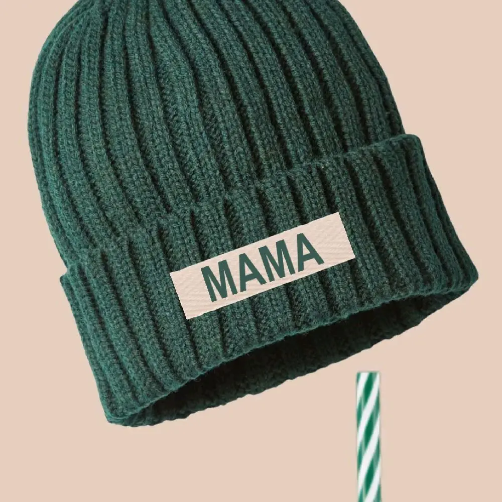 Custom Name Beanie | Ribbed Knit Winter Hat Cotton Twill Patch | Personalized Gift | Ready for Christmas! BEARISTA