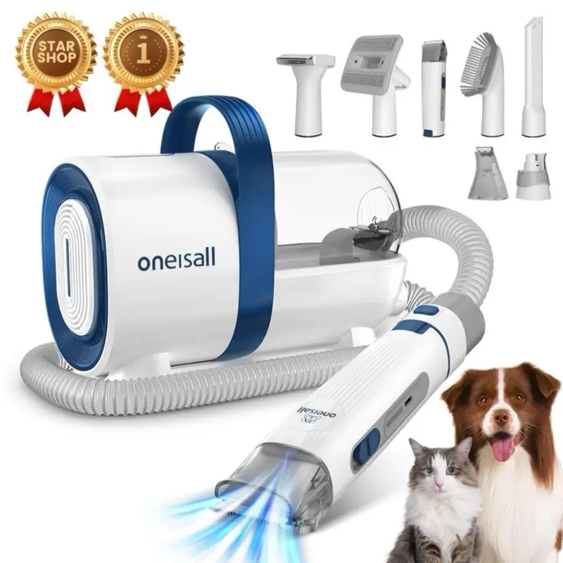 oneisall 7 in 1 Pet Grooming Kit & Vacuum, Dog Clippers with Grooming Tools for Dogs Cats and Other Animals