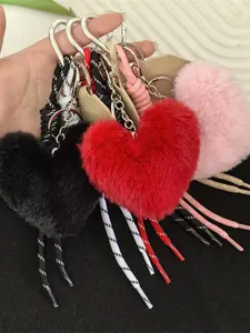 Heart-Themed Bag Charm, Car Keychain, Perfect Gift for Birthdays & Holidays, Casual Woven Fabric Accessory for All Seasons