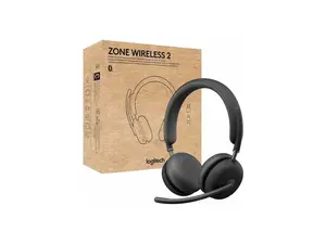 Logitech Zone Wireless 2 Headset - Wireless - Bluetooth - 164 ft - 20 Hz - 20 kHz - Over-the-head - Omni-directional, MEMS Technology Microphone - Graphite