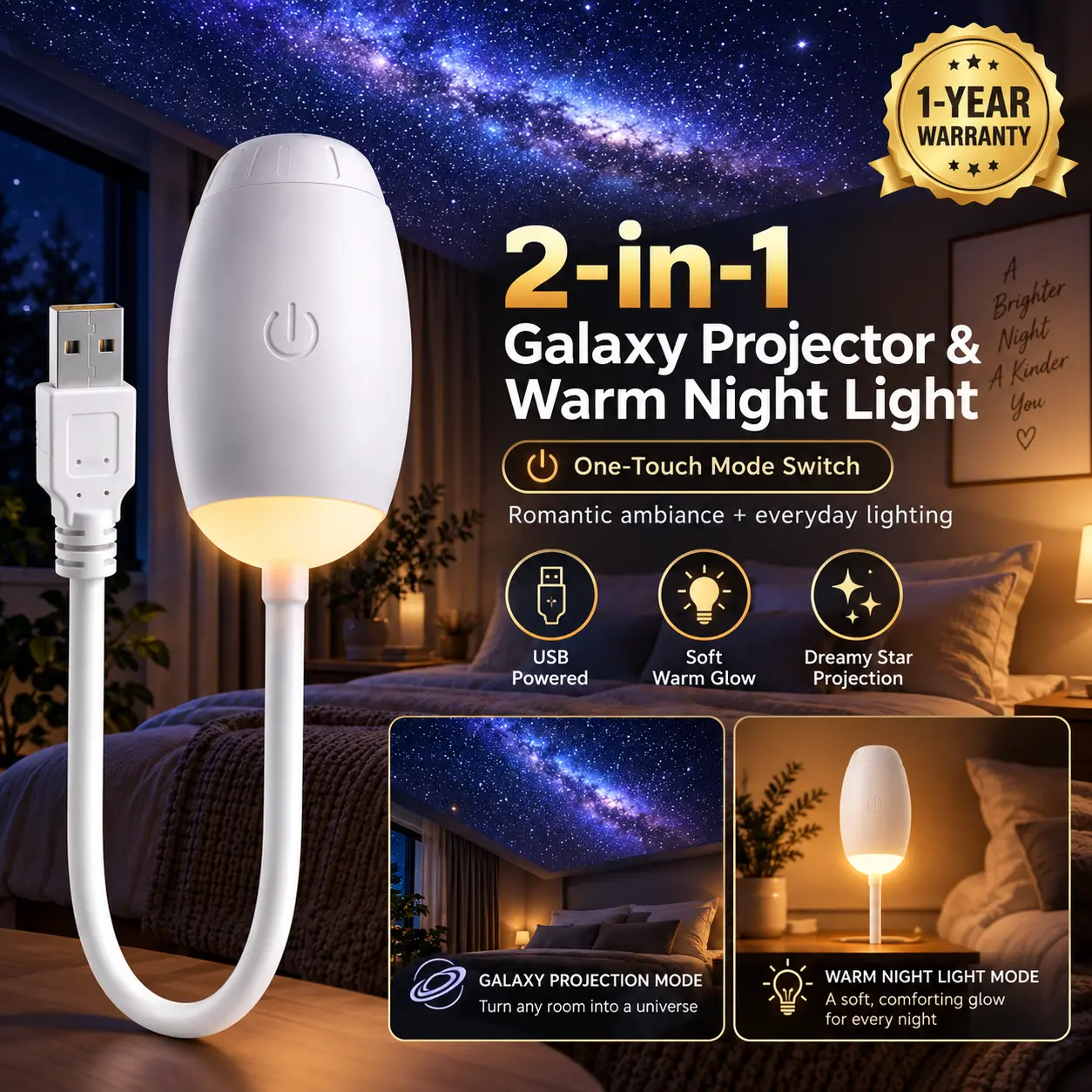 Galaxy Projector 2-in-1 Starry Sky Projector, Galaxy Star Projector Starry Projector Light, Galaxy Dual-Mode Night Light, Galaxy Projector USB