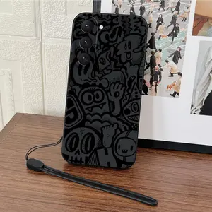 Cartoon Monster Pattern Phone Case with TPU Hand Strap, Phone Protective Cover, Phone Protector Cover Compatible with Samsung A55 A15 A25 A35 A05S A04E A14 A24 A34 A54, Shockproof