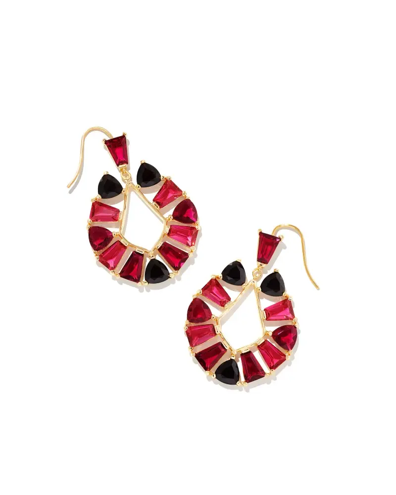 Kendra Scott Blair Gold Jewel Open Frame Earrings in Ruby Mix 9608803114