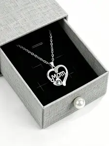 1 Piece 18k Gold Plated Copper Heart Necklace with Box, 100 Languages Love Projection, Elegant Gift for Mom, All Seasons Jewelry