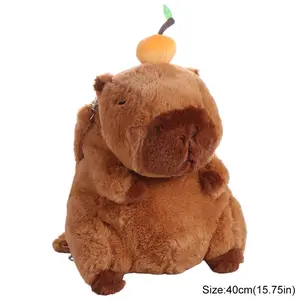 Plush Capybara Capybara Plush Backpack Big Capacity Large Capacity Capybara Crossbody Bag Animal Cartoon Stuffed