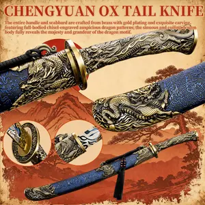 Ice Fierce 1060 High Carbon Steel Heat Treatment Hand Forged Authentic Chinese Knife, Tang Dynasty, Best Christmas Gift for Bent Knives, Collection (Not Sharp)