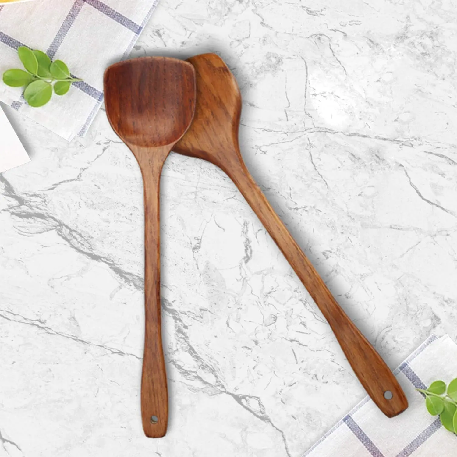 Non-stick Flat Wooden Cooking Spatula with Long Handle, Ideal for Mixing & Food Cooking, gift