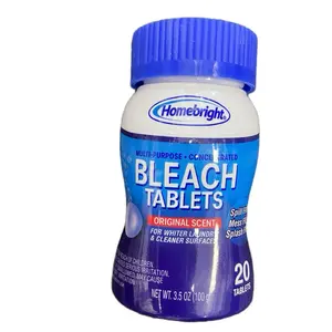 Homebright Bleach Tablets Original Scent Multi-Purpose Concentrated for Whiter Laundry & Cleaner Surfaces 20 Tablets