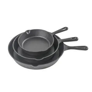 COMMERCIAL CHEF 3-Piece Cast Iron Skillet Set – 8 inch, 10 inch, and 12 inch - Pre-seasoned Cast Iron Cookware
