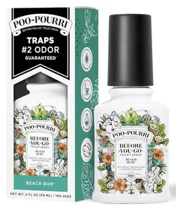 Poo-Pourri Before-You-Go Toilet Spray, Beach Bum, 2 Fl Oz, Up to 100 Uses, Bathroom Odor Deodorizer with Essential Oils for Home or Work, Travel Essentials, TSA Approved Size, Coconut, Orchid Scent