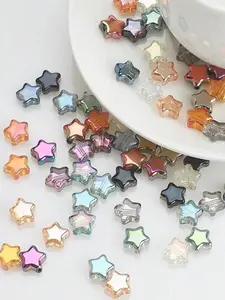 50pcs 8mm Glass Star Beads, Multicolor DIY Jewelry Making Kit, Pendant Charms for Necklaces Bracelets Earrings, Craft Supplies