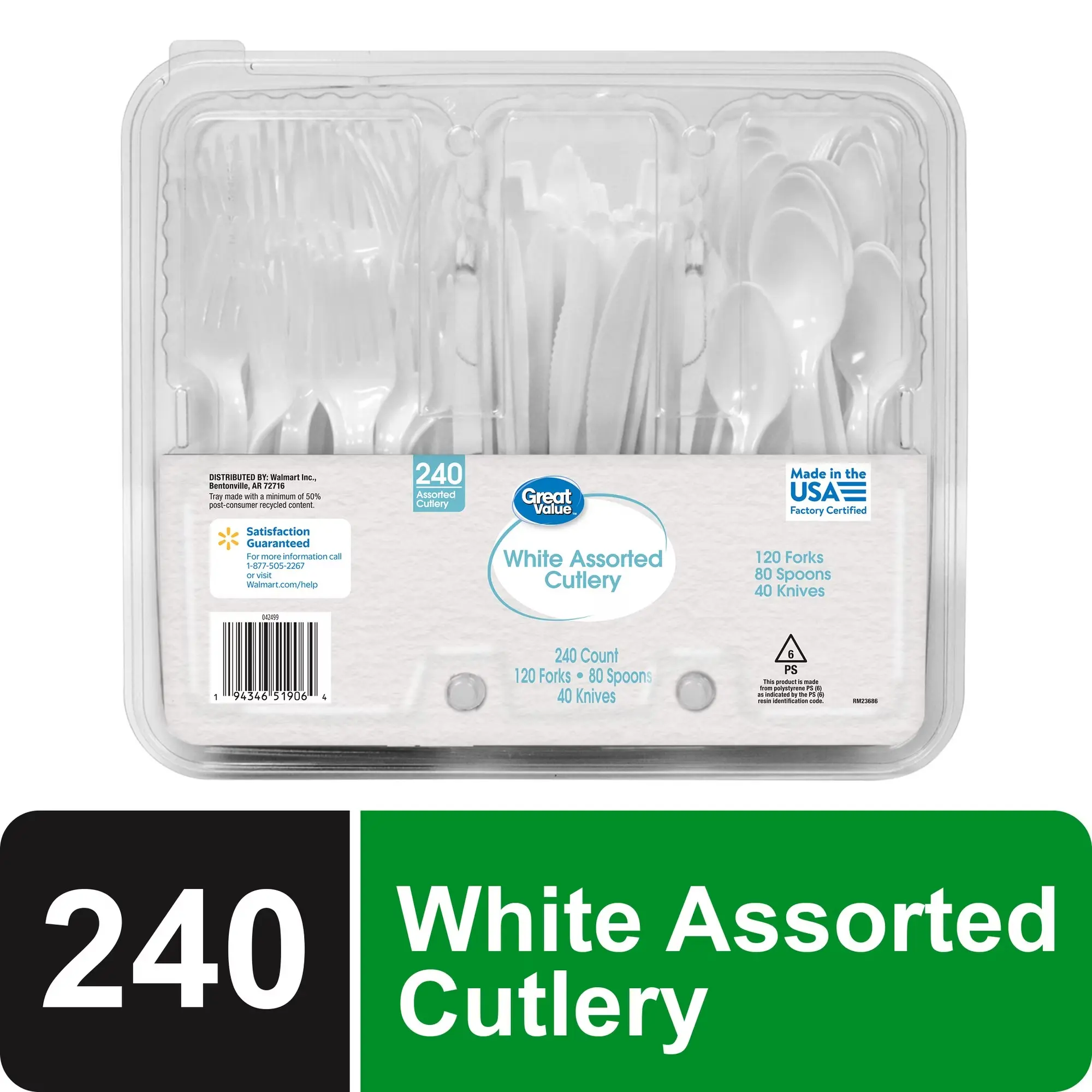 Heavy-Duty White Plastic Disposable Cutlery Set, 240-Count - 120 Forks, 80 Spoons, 40 Knives (Home & Festive Party Supplies)
