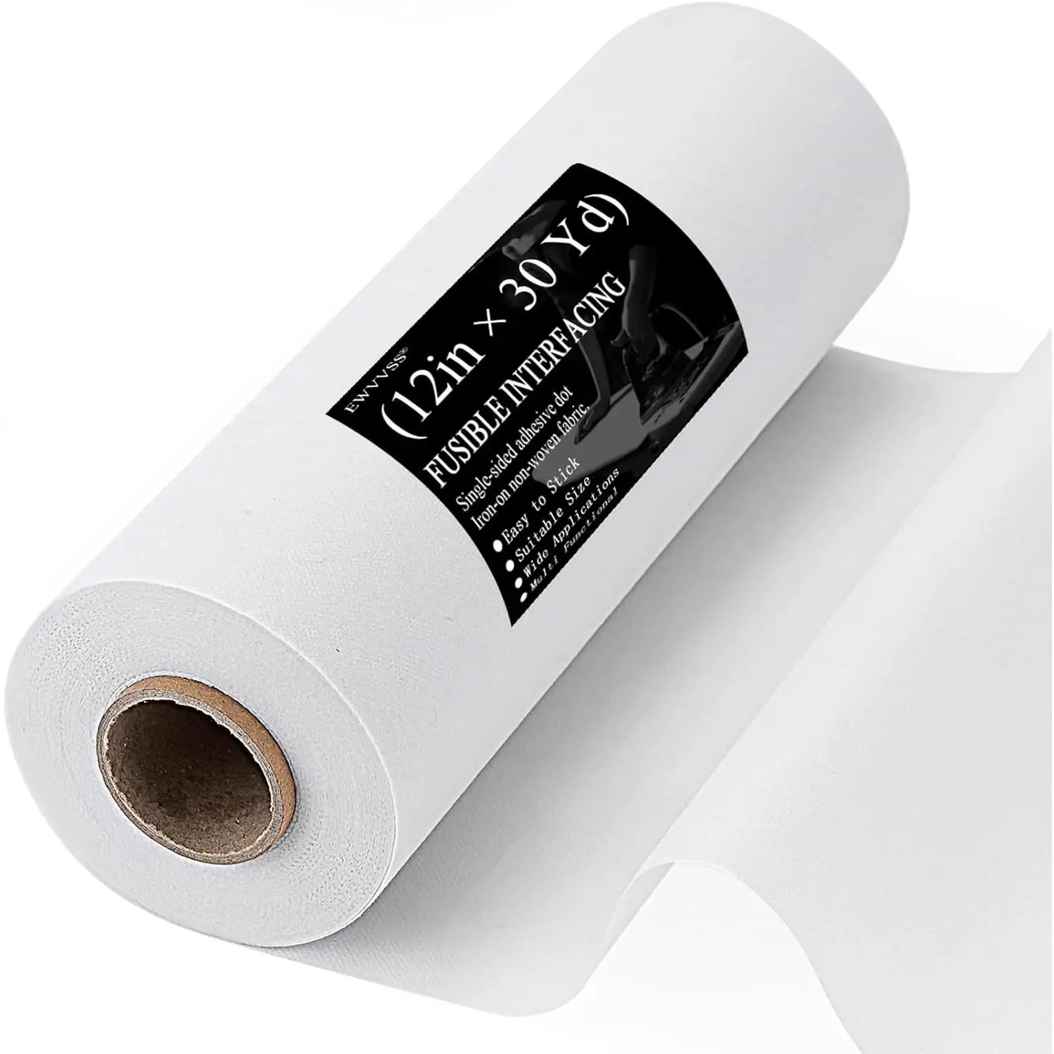 Medium Weight 12"X 30 Yards Fusible Interfacing for Sewing,Iron-On Non-Woven Interfacing Fabric,Polyester Single-Sided Interfacing for Sewing Supplies