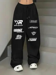 Women's Plain Drawstring Waist Sweatpants, Casual Jogger Pants for Daily Wear, Ladies Bottoms for Summer