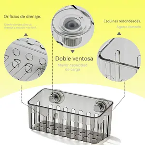 (Rotating Suction Cup Installation)Large Suction Cup Sink Caddy for Cleaning Supplies, One-click Rotating Suction Cup Installation,Thickened Design with Hidden Acrylic Drainage, Easy-Rinse Tool Storage, , No-Drill Kitchen & Bathroom Organizer