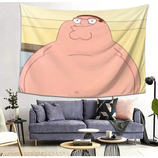 Peter Griffin Album Cover Decorative Tapestry - Soft Peach Beige Polyester Wall Hanging, Lightweight Machine-Washable Wall Decor, 140-160 gsm, 60x40 in & 60*90 in, Indoor/Outdoor Use for Bedroom, Beach Towel Alternative, No Power Required, Outdoors