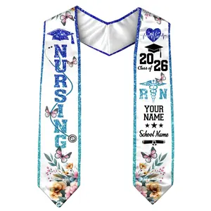 Personalized Nursing Graduation Stole, RN LPN Class of 2026 Sash, Custom Name & School Stole, Nurse Graduation Sash