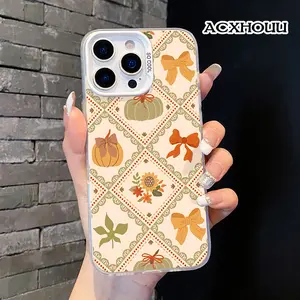 Soft TPU Silicone Cellphone Casing - Fall Pumpkin Design, Shockproof Protection, Compatible with iPhone 17/16/16 Pro/16 Pro Max/16 E/15/15 Pro/14/13/12/11 Handheld Devices, Mobile Phone Accessories Bundle with Screen Protector