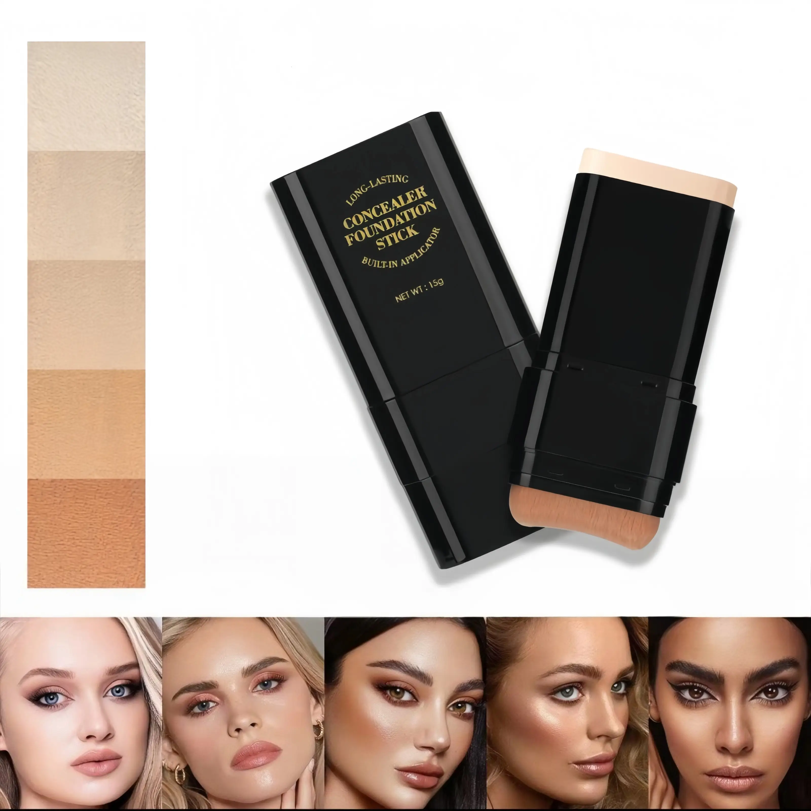 5-color Dual - Ended Eraser Foundation Stick -Multi - Use Concealer & Highlighter for Acne Marks , Nose Contour Flawless Makeup Finish - Versatile Cos