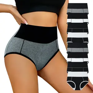 HOTCOM Women's High Waist Tummy Control Briefs Underwear Comfortable Soft Stretch Panties With Tummy Control Multicolor Fashion Briefs For Everyday Wear & Postpartum Recovery 4/8 PCS Multipack Machine Washable Breathable Fabric