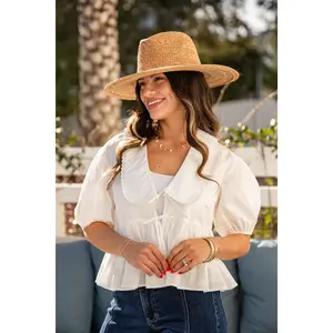 Petal Frame Ruffled White Blouse