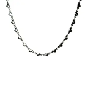 Heartz Choker Handmade 13-15" Stainless Steel Hypoallergenic Tarnish Resistatn Heart Necklace for Women
