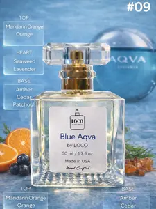Blue Aqua by LOCO | Oil Base | Mandarin Orange Petitgrain | Santolina Posidonia | Amber Mineral Notes | Fragrance Perfume