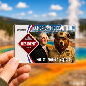 Resist Protect Explore National Park Pass Sleeve George Washington Bear Sticker Clear Card Protector For Hiker Gift
