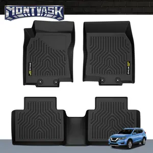 CROSSDESIGN 3PCS TPE Floor Mats for 14-20 Nissan Rogue Car All Weather TPE Floor Set Liners Plaid 3D Material Cargo Liners All-Weather Car Mats Anti-Slip Trunk Mat Accessories Custom