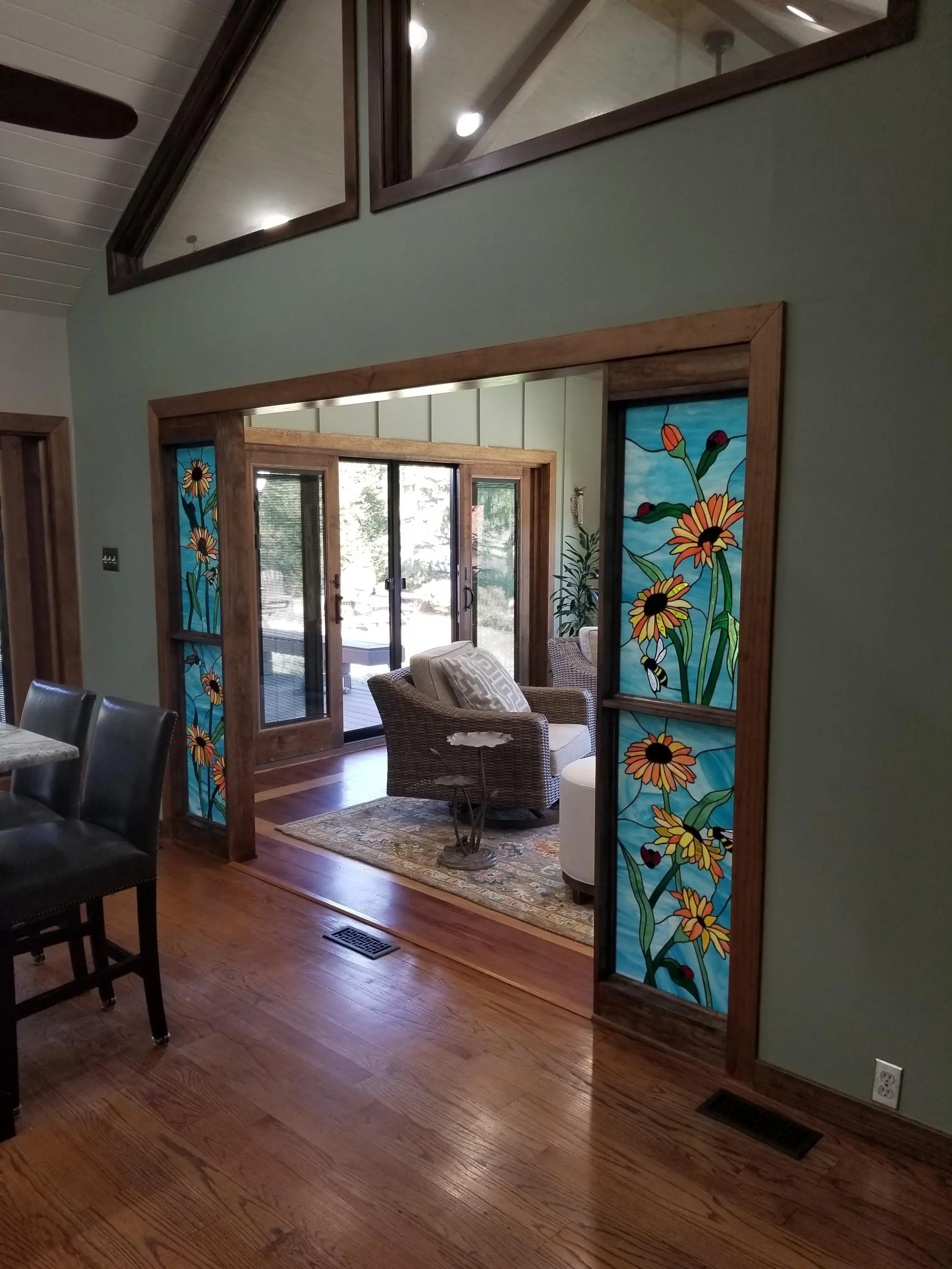 Stained Glass Windows Set Sunflower Fields W-545