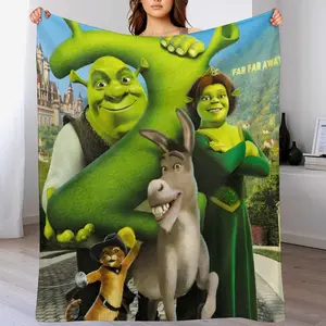 Ultra-Soft Anime Cartoon Shrek Flannel Blanket for Adults - Cozy Shrink-Resistant Throw, Machine Washable & Skin-Friendly, Perfect for Bed/Couch/All-Season Gifts