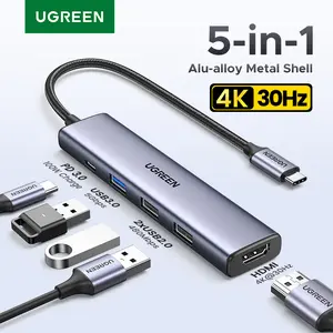 UGREEN 5-in-1 USB-C Hub, 4K HDMI Adapter with 100W PD, 3 USB-A Ports, USB-C Dongle for MacBook Pro2017-2025,MacBook Air2018-2025, iPadPro 2021/2022/2024/2025, iPhone 15/16/17 Series, Samsung Galaxy S25/S24,XPS, ThinkPad
