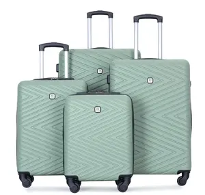 4 Piece Hardshell Luggage Set Hardside Lightweight Suitcase with TSA Lock Spinner Wheels.(Green)
