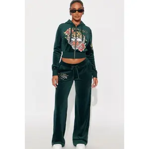 Ed Hardy Retro Tiger Velour Pant Set - Hunter 9