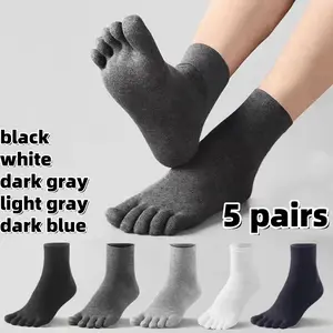 4/5 pairs of men's five finger socks, two styles - men's ankle socks and men's mid length socks, comfortable knit socks, suitable for sports running