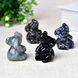 Elephant Shaped Crystal Ornament, Crystal Carvings, 1 Count Carved Animal Statue, Desktop Decoration for Home Office, Gift for Friends & Family