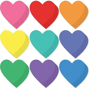 Large Heart Paper Cutouts 54 ct 5" Cut Out Shapes for Bulletin Board Classroom Decorations Crafts