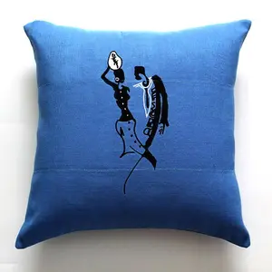 Embroidered African Asoke 18x18 Pillow Cover