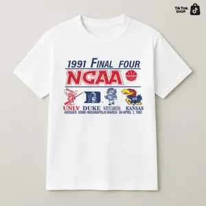 1991 NC@A Final Four Indianapolis T-Shirt Vintage NCAA Basketball UNLV Duke North Carolina Kansas Fan Tee