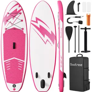 Inflatable Paddle Board Stand Up Paddleboards for Adults SUP with Premium Accessories Pump, Adjustable Paddle, Leash, Three Fins, Backpack