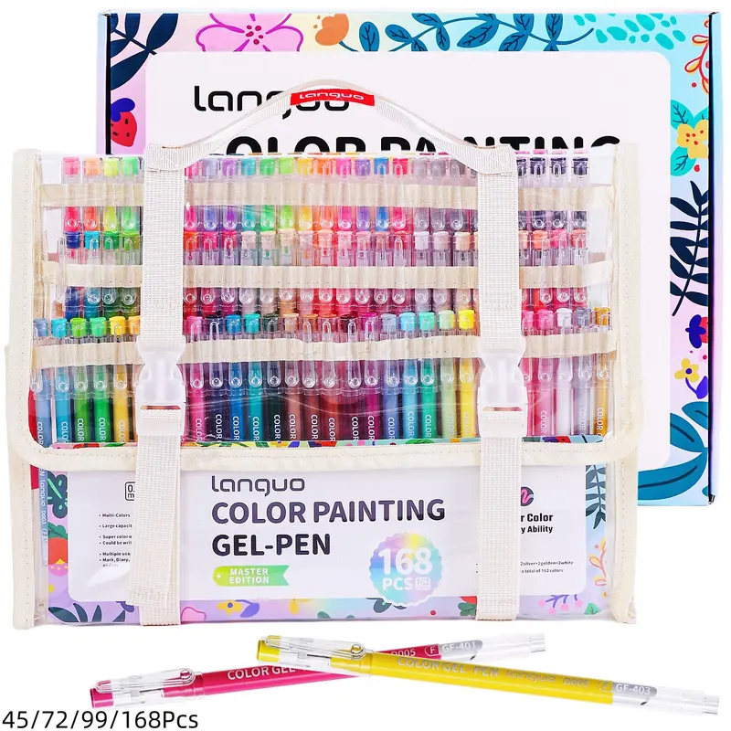 Color Painting Gel Pen Set, 45, 72, or 99 Colors Gel Pen Set with Storage Box, Large-Capacity Ink Pens for Diary, Cards, DIY Crafts, Student Painting Supplies, Art Supplies