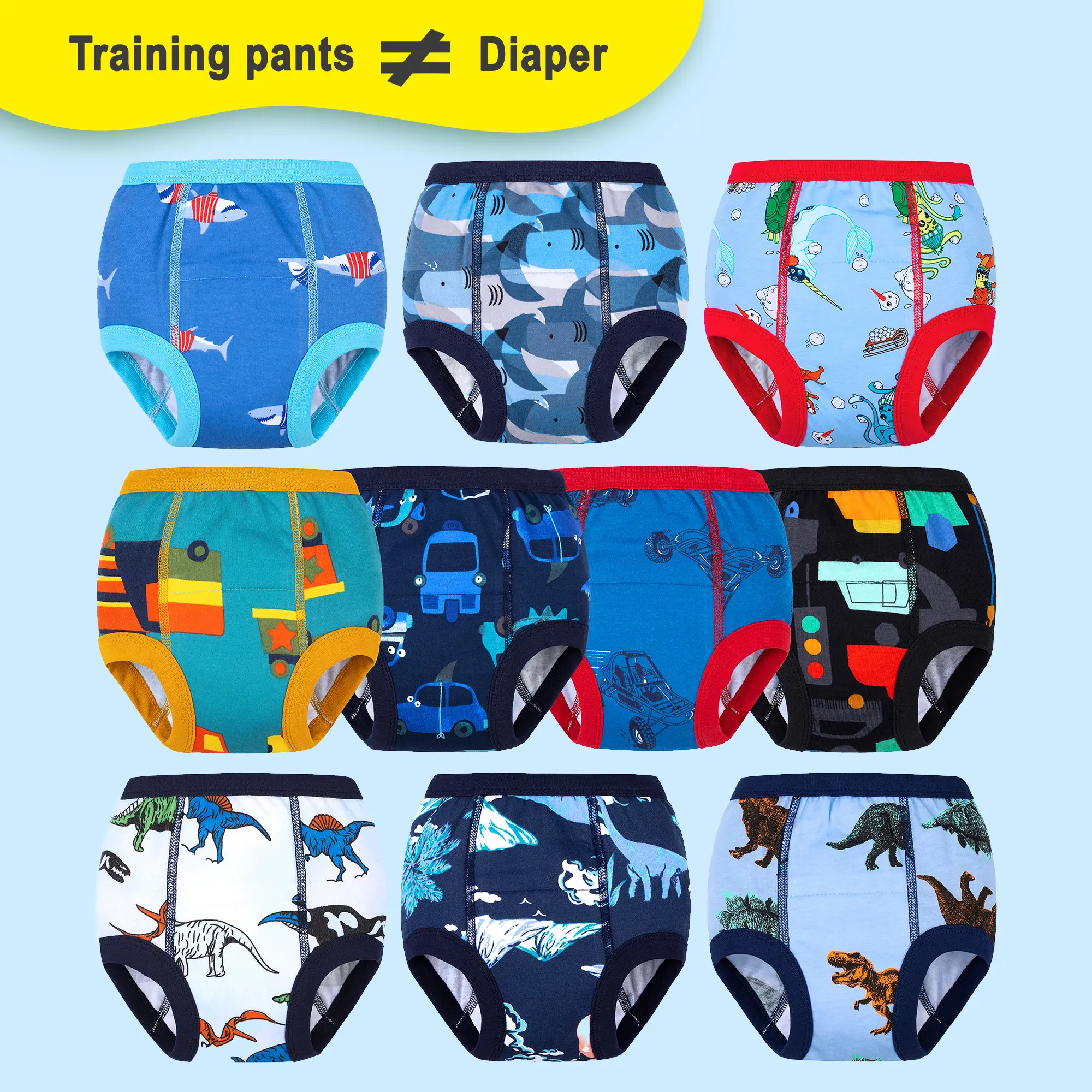 10 Pcs Boys' & Girls' Training Pants – Soft, Breathable Cotton for Comfortable Potty Training